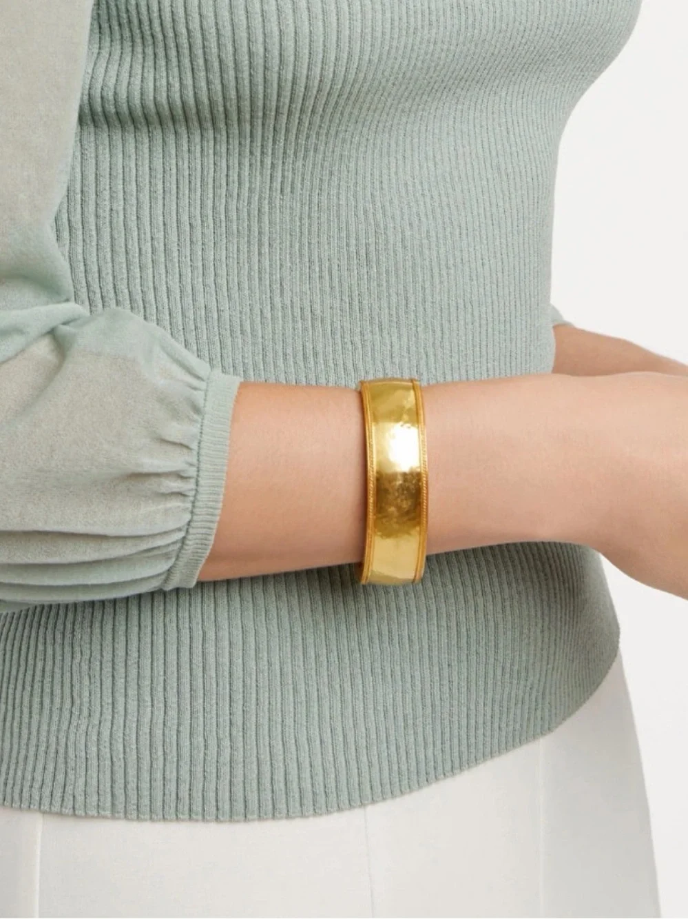 Julie Vos Cannes Statement Hinge Bangle Gold NWT 24K Gold Plated
